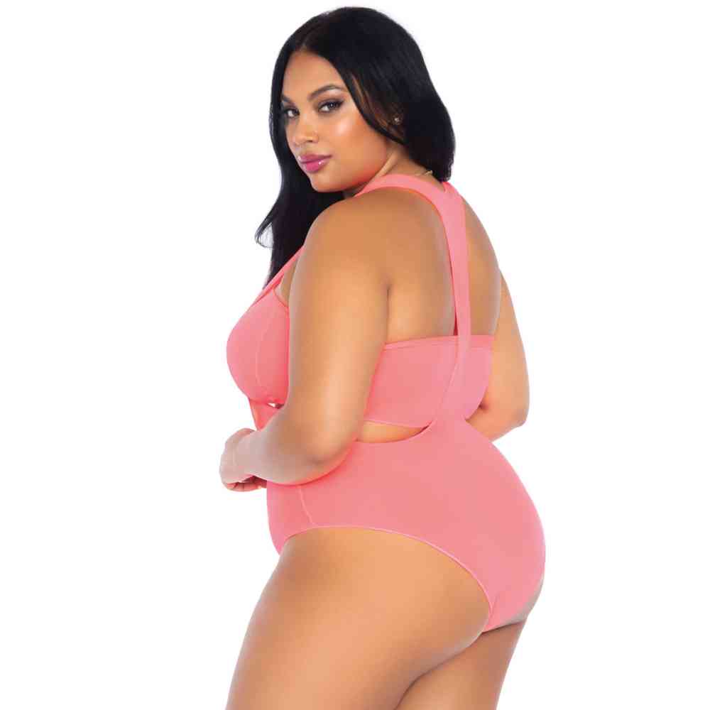 Leg Avenue - Opaque Bandeau Suspender Bodysuit - Roze